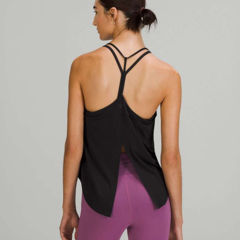 Lululemon Modal-Silk Yoga Tank Top White Black Sz 6